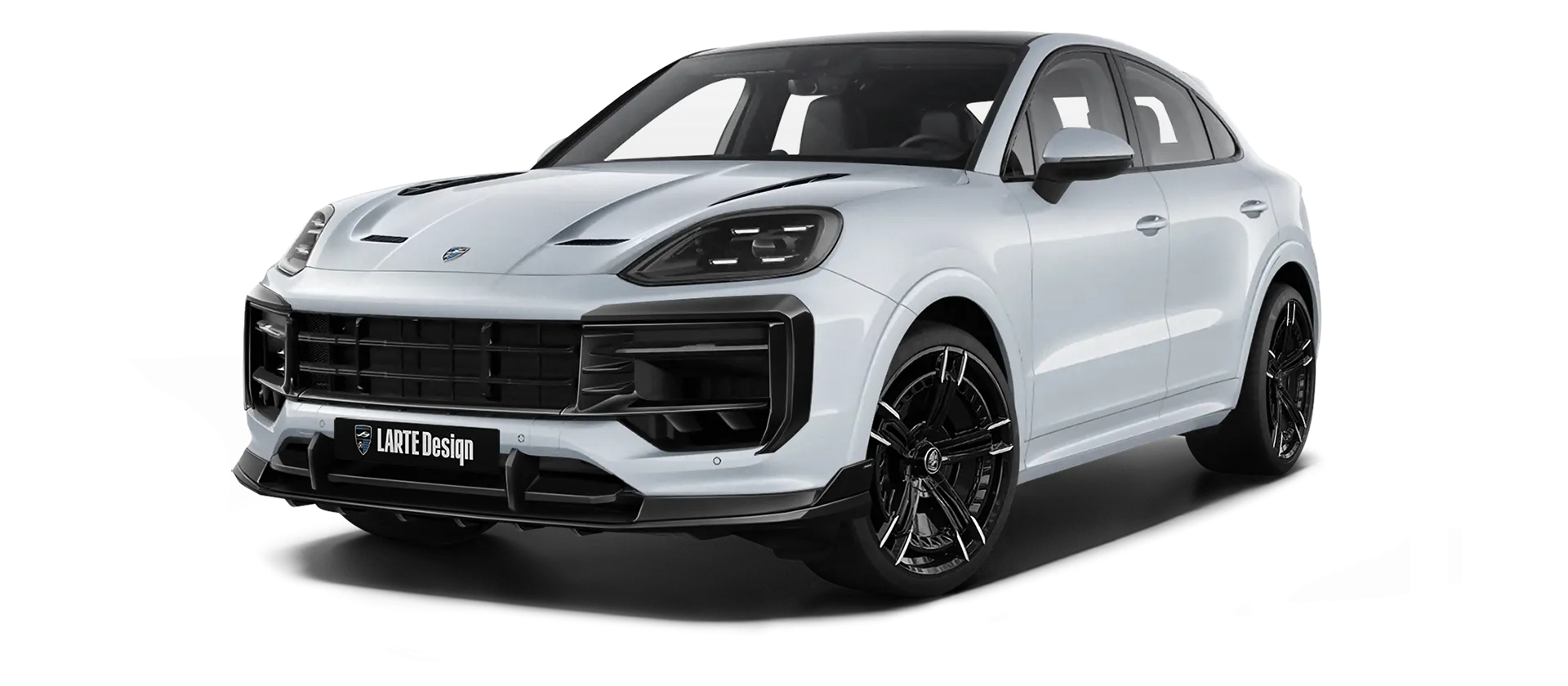 Porsche Cayenne S Coupe with painted body kit: front view shown in Carrara White Metallic