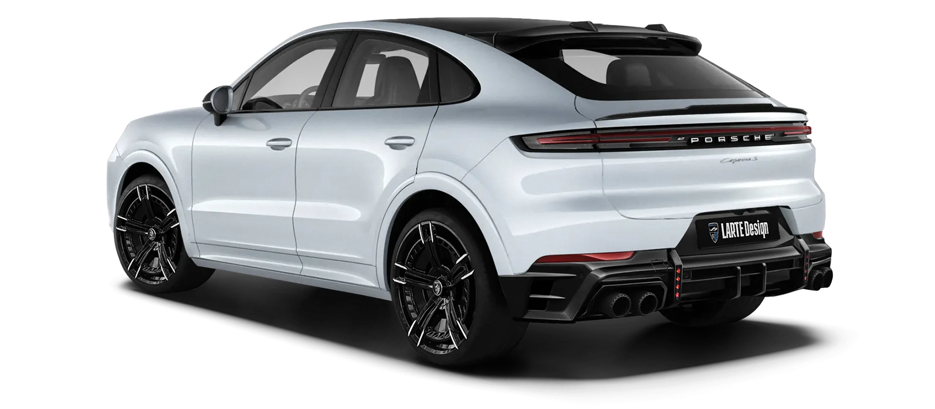 Porsche Cayenne S Coupe with painted body kit: rear view shown in Carrara White Metallic