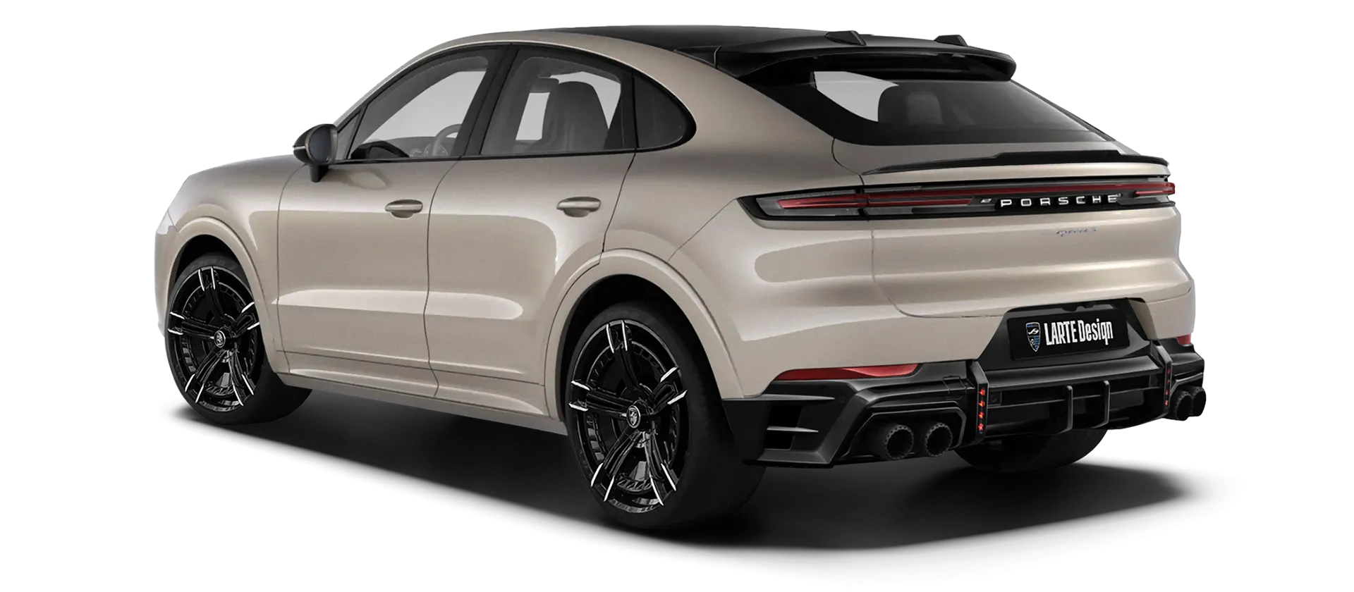 Porsche Cayenne S Coupe with painted body kit: rear view shown in Cashmere Beige