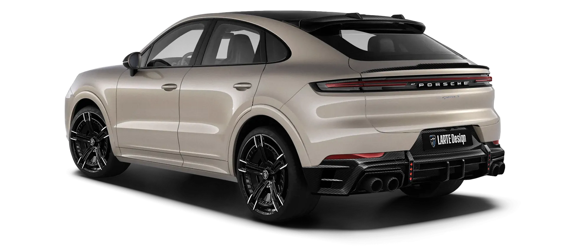 Porsche Cayenne S Coupe with carbon body kit: back view shown in Cashmere Beige