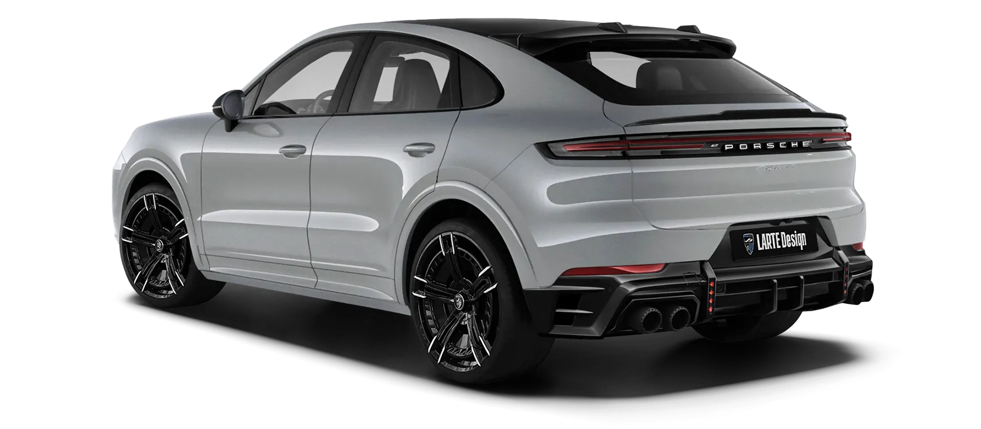Porsche Cayenne S Coupe with painted body kit: rear view shown in Dolomite Silver