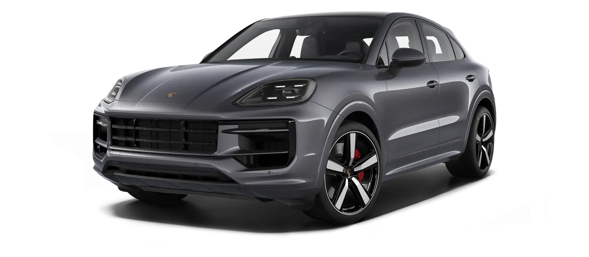 Porsche Cayenne S Coupe stock front view in Quartz Gray color
