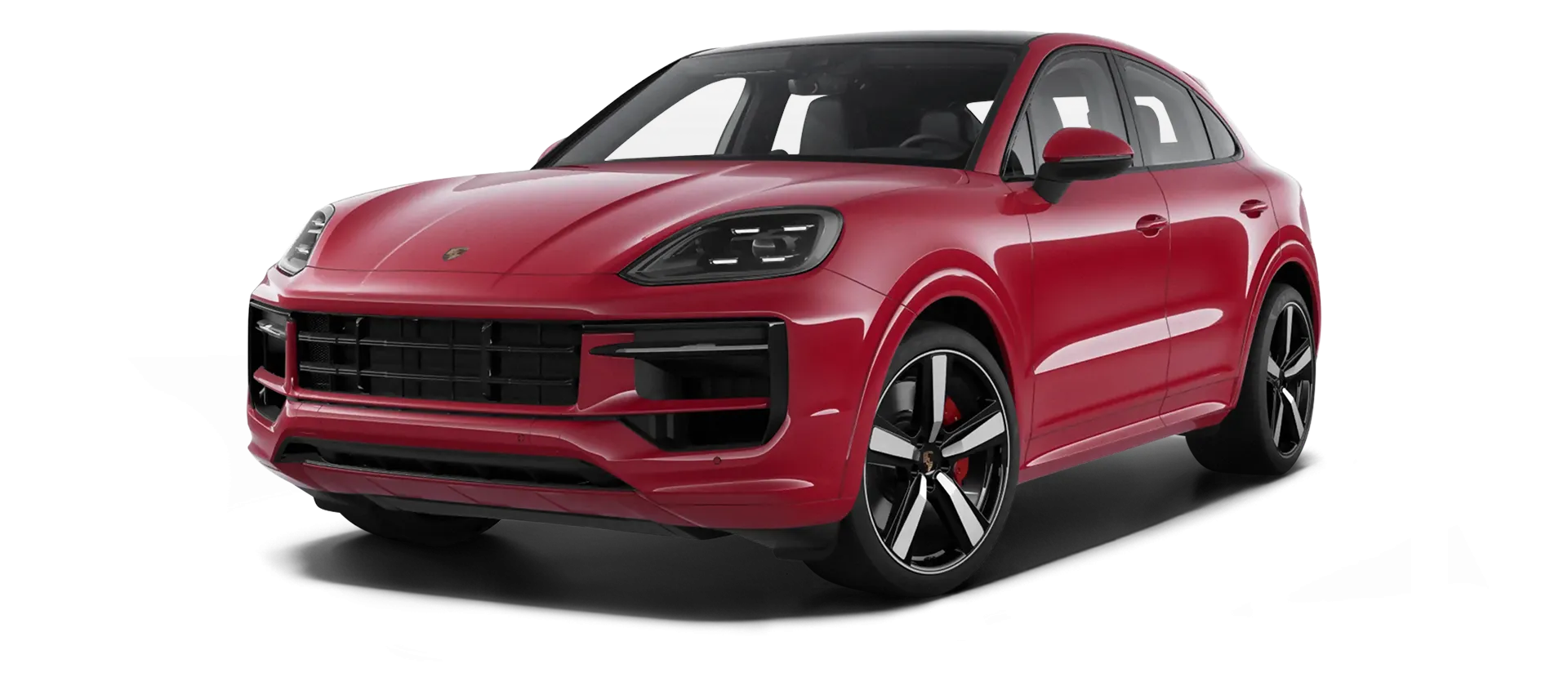 Porsche Cayenne S Coupe stock front view in Carmine Red color