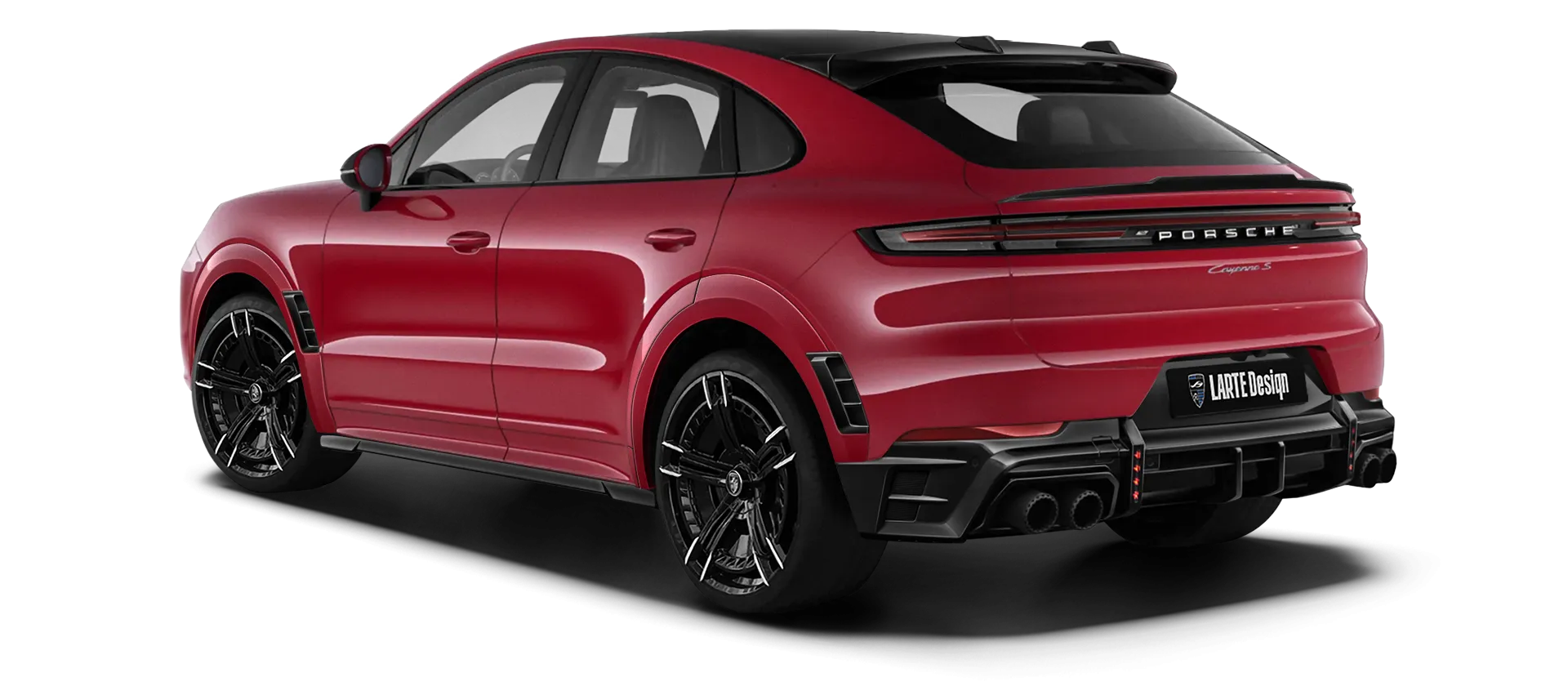 Porsche Cayenne S Coupe with painted body kit: rear view shown in Carmine Red