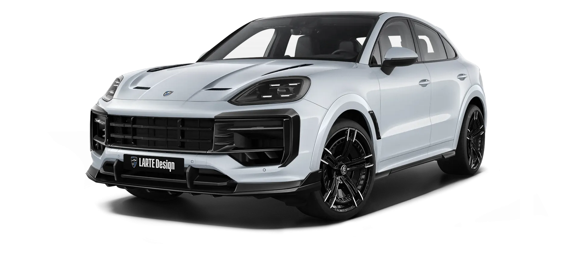 Porsche Cayenne S Coupe with painted body kit: front view shown in Carrara White Metallic