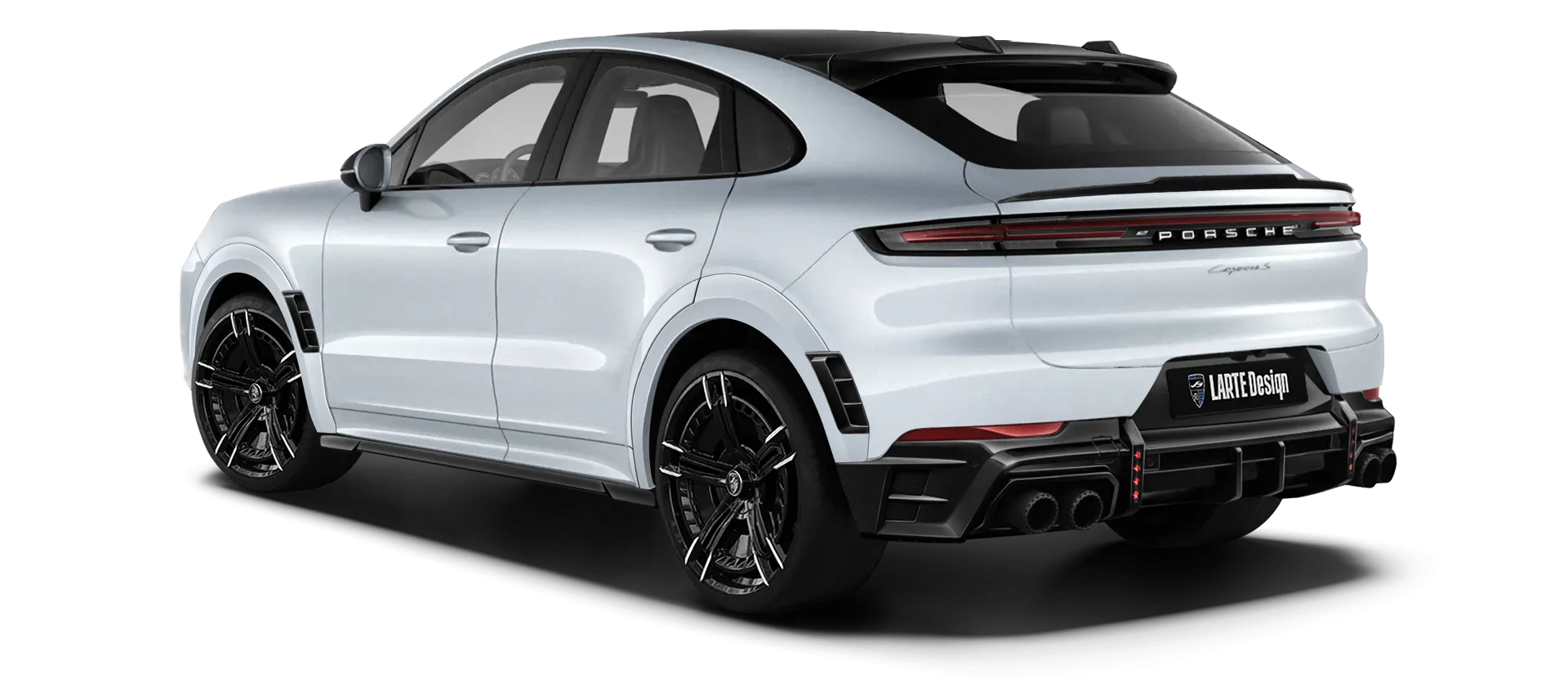 Porsche Cayenne S Coupe with painted body kit: rear view shown in Carrara White Metallic