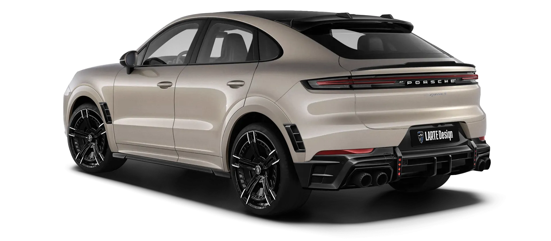 Porsche Cayenne S Coupe with painted body kit: rear view shown in Cashmere Beige