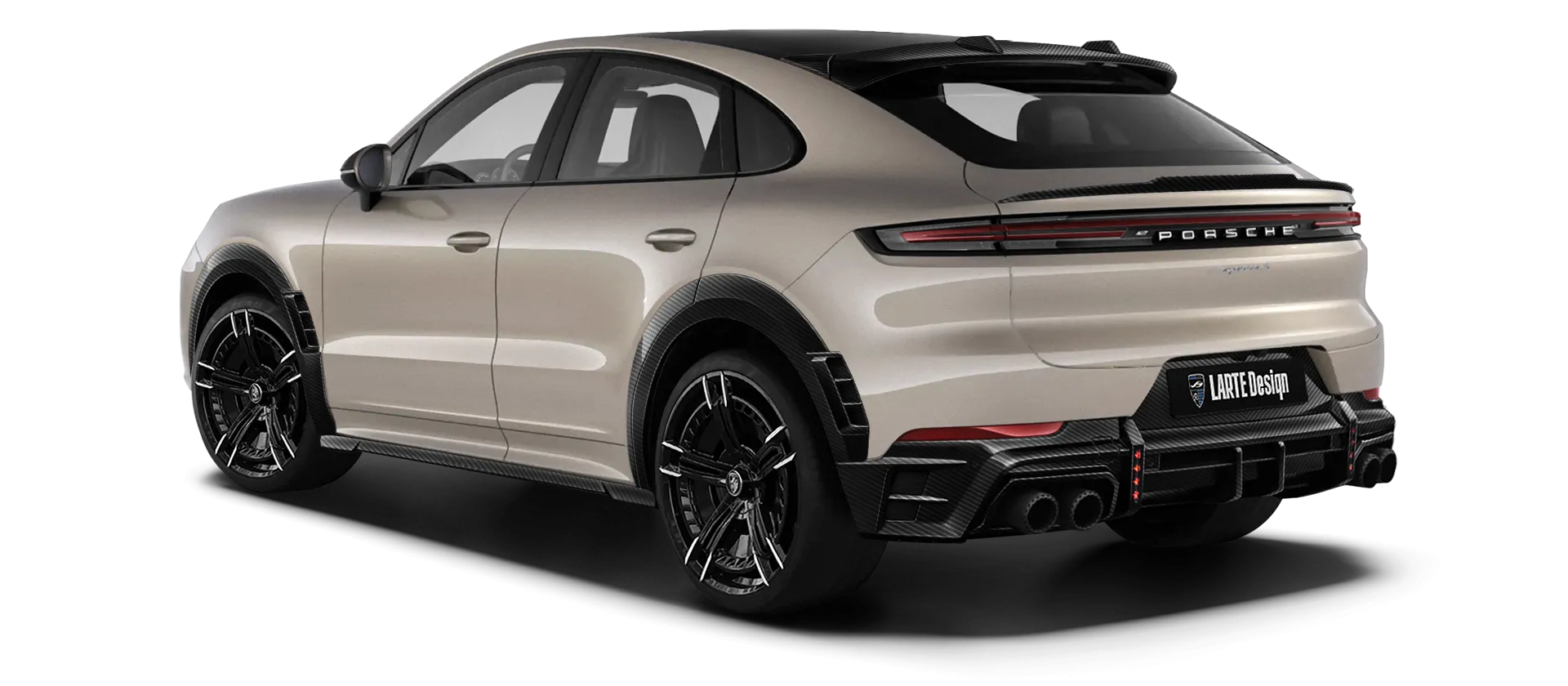 Porsche Cayenne S Coupe with carbon body kit: back view shown in Cashmere Beige