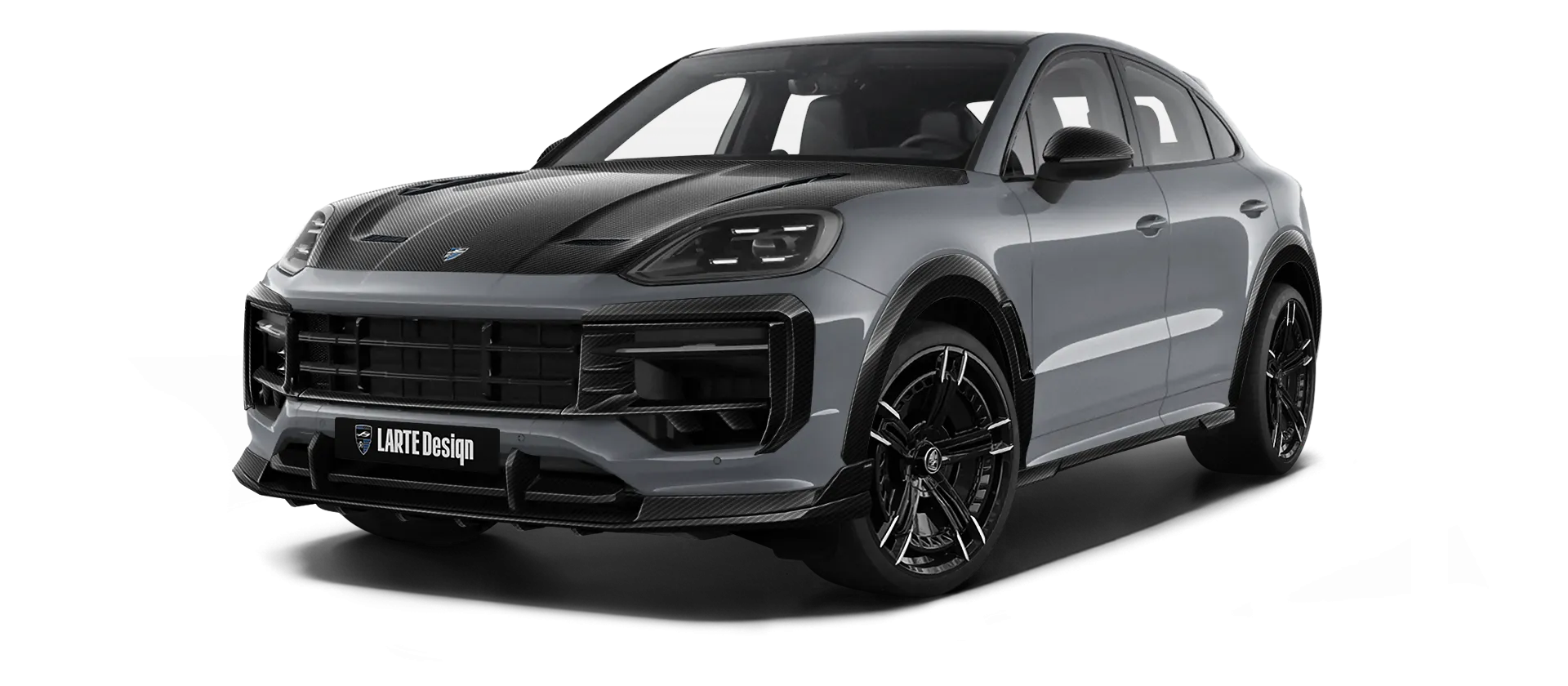 Porsche Cayenne S Coupe with carbon body kit: front view shown in Crayon