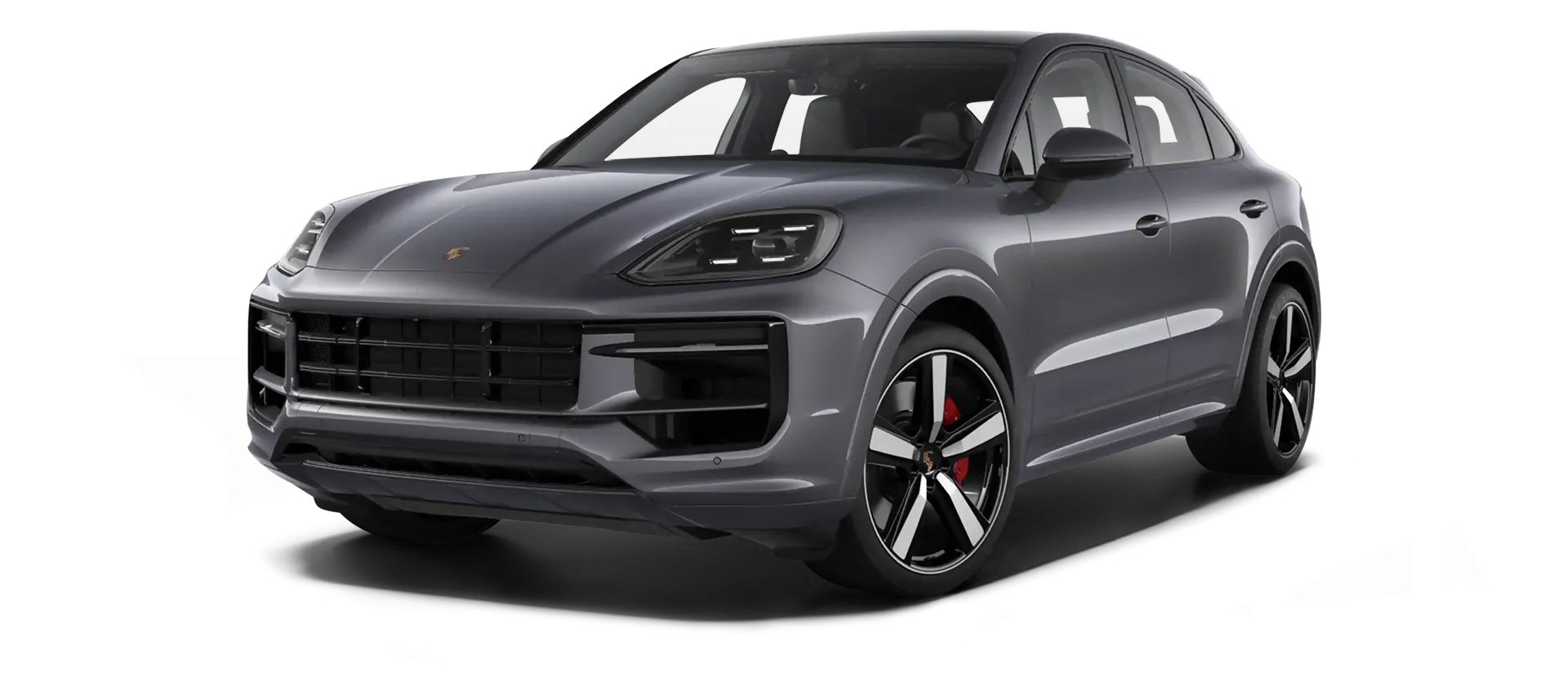 Porsche Cayenne S Coupe stock front view in Quartz Gray color