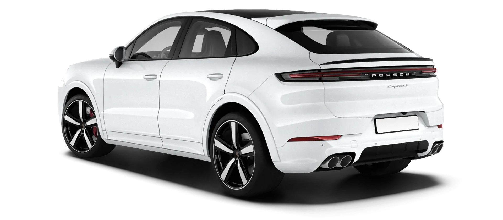 Porsche Cayenne S Coupe stock rear view in White color