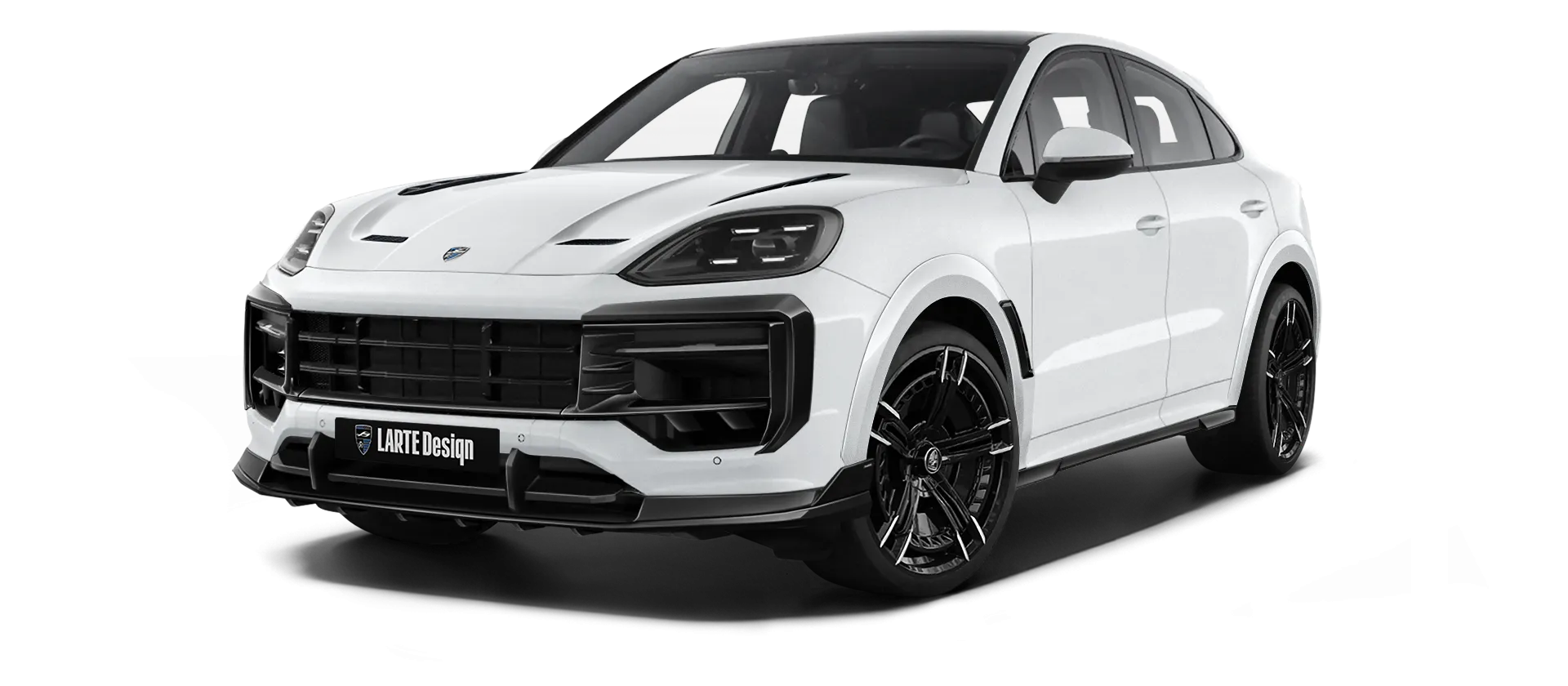 Porsche Cayenne S Coupe with painted body kit: front view shown in White
