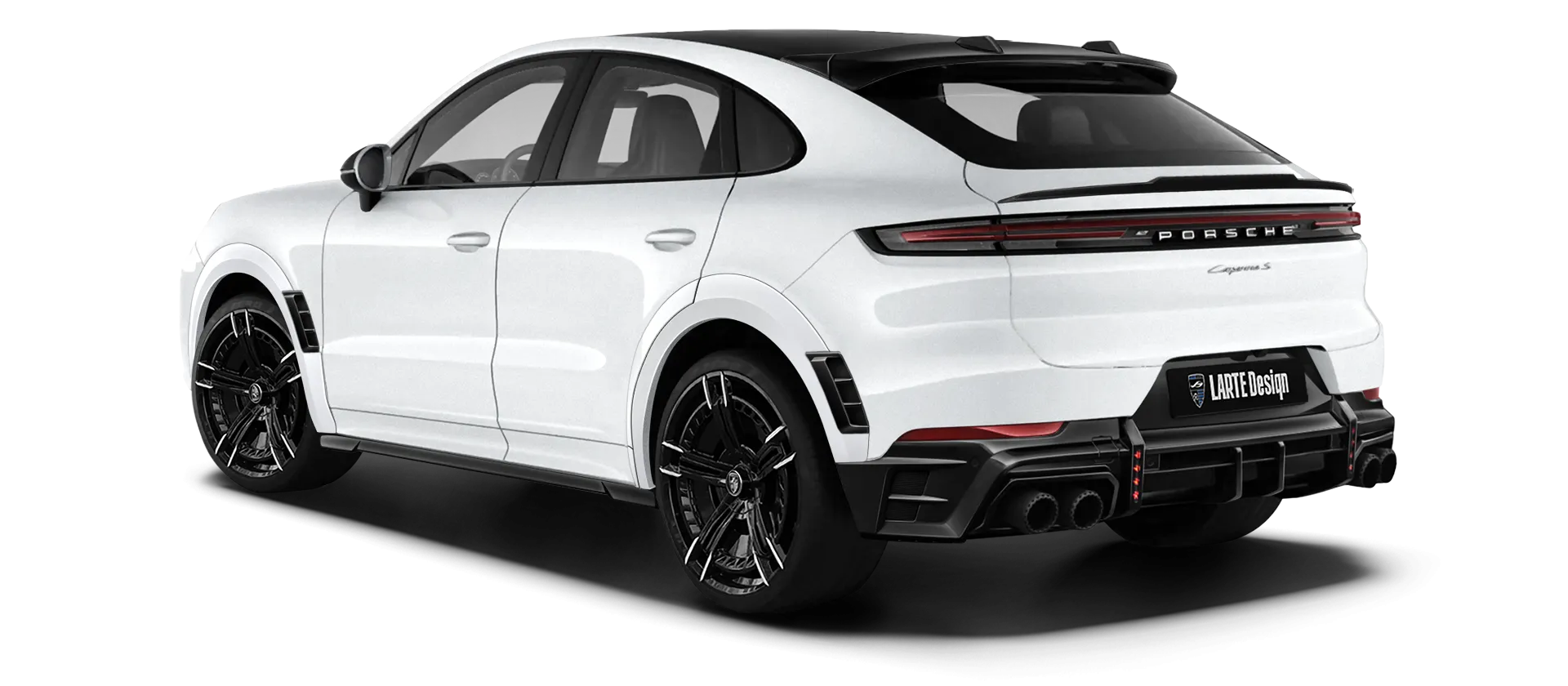 Porsche Cayenne S Coupe with painted body kit: rear view shown in White