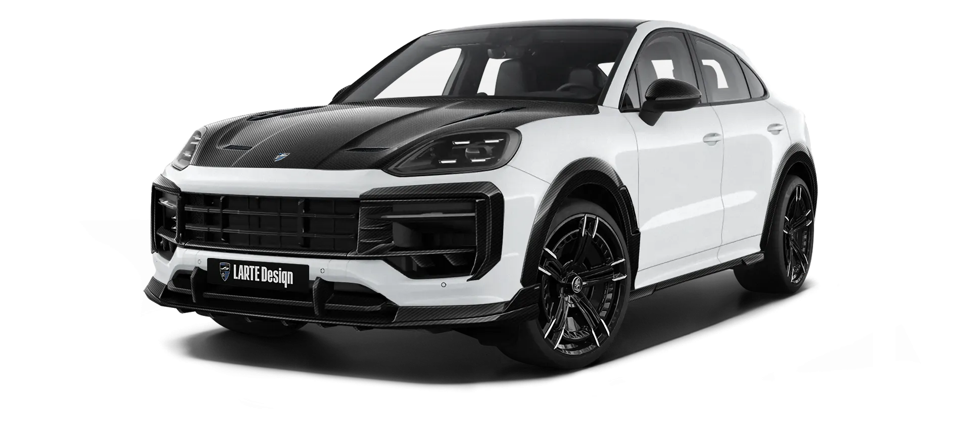 Porsche Cayenne S Coupe with carbon body kit: front view shown in White