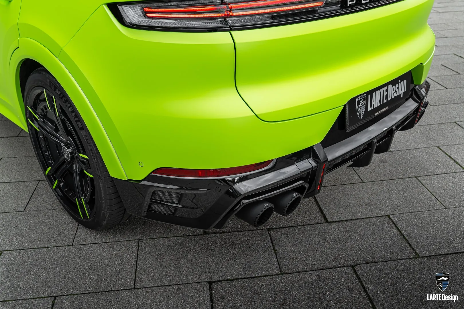 Cayenne Coupe S rear lower bumper lip spoiler by Larte Design, perfect for a sporty appearance.