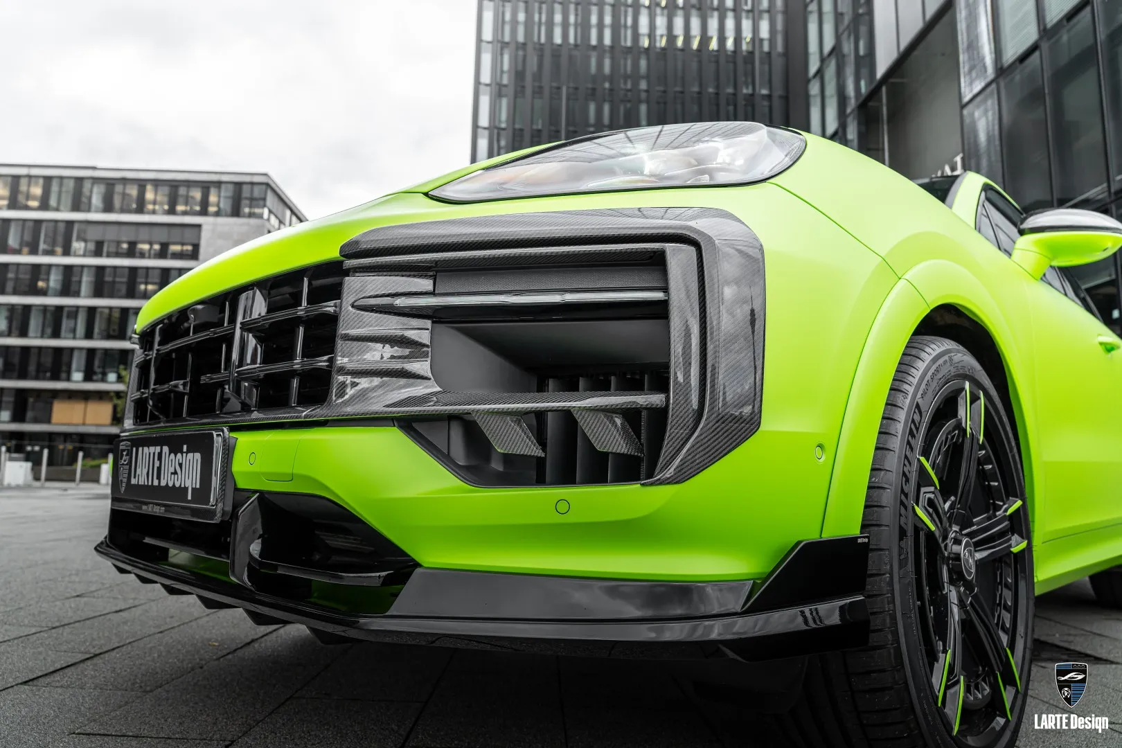 Porsche Cayenne Coupe front lip splitter designed for improved aerodynamics and sporty appearance.