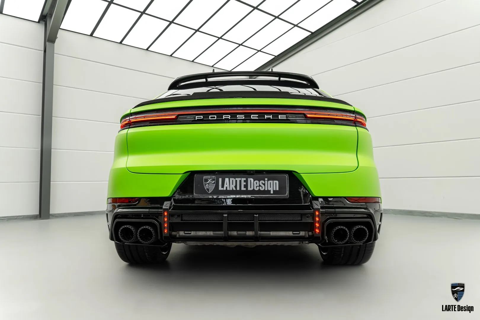 Porsche Cayenne lower rear hatch spoiler crafted for ultimate performance upgrade by Larte Design.