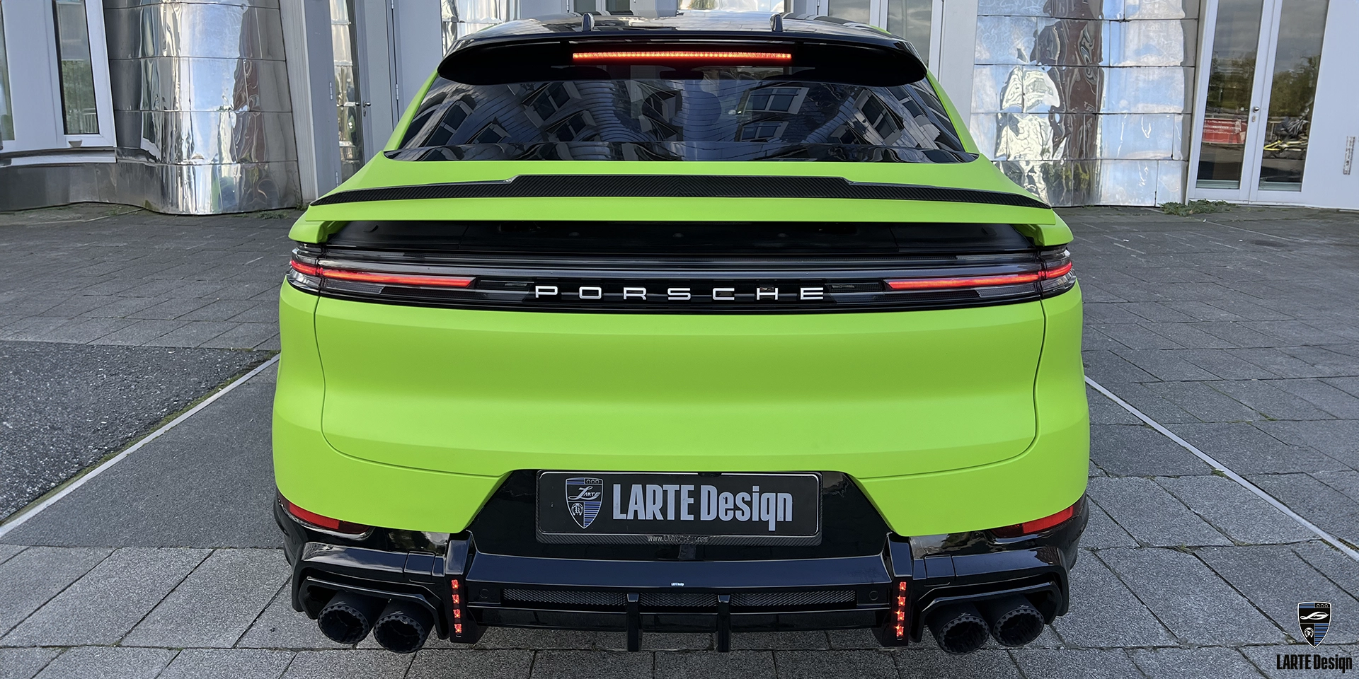 Carbon Fiber Diffuser Facelift on Porsche Cayenne S Coupe Body Kit by Larte Design for Enhanced Downforce