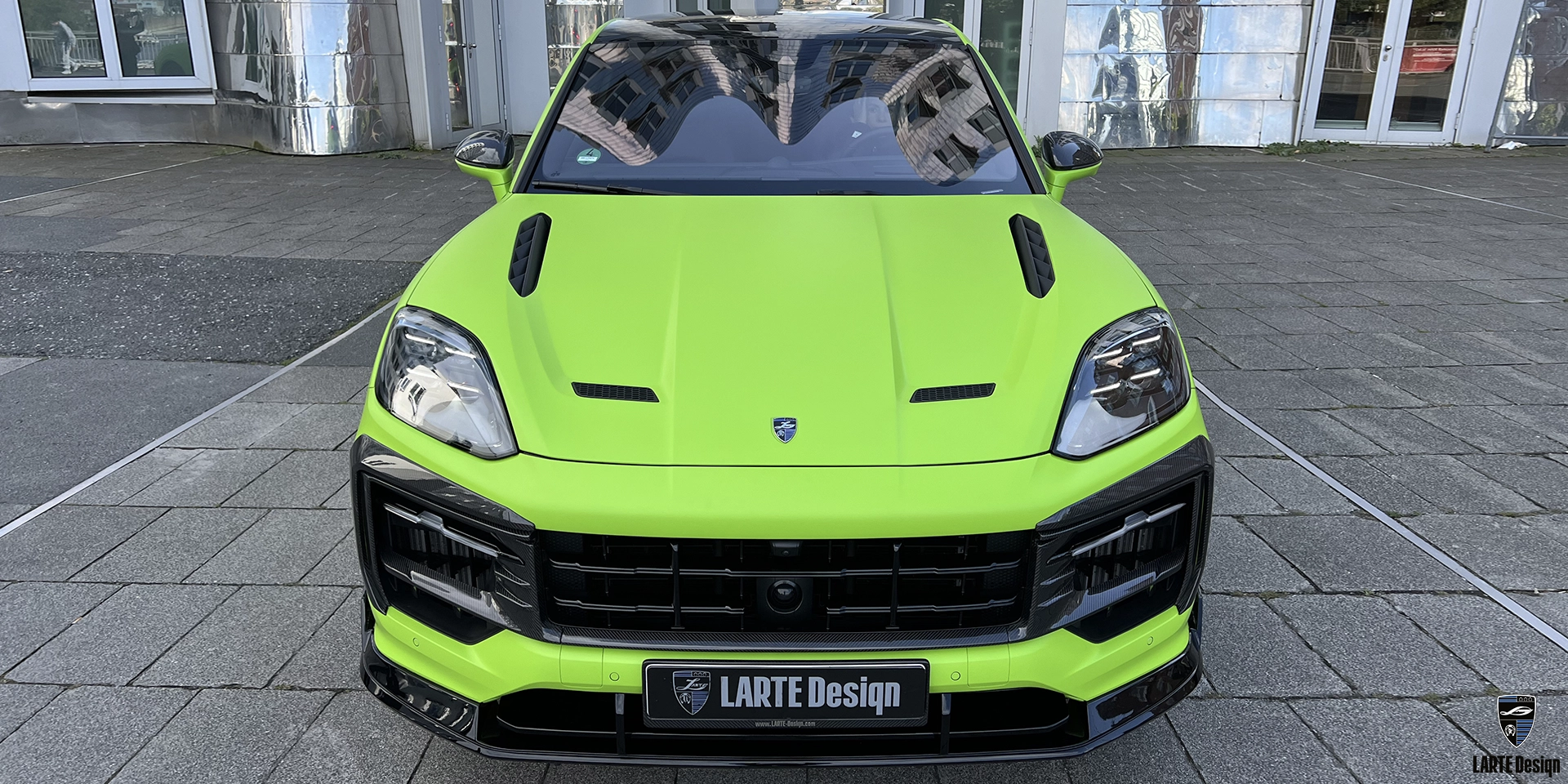 Front View of Porsche Cayenne S Coupe Featuring Full Body Kit for Superior Styling