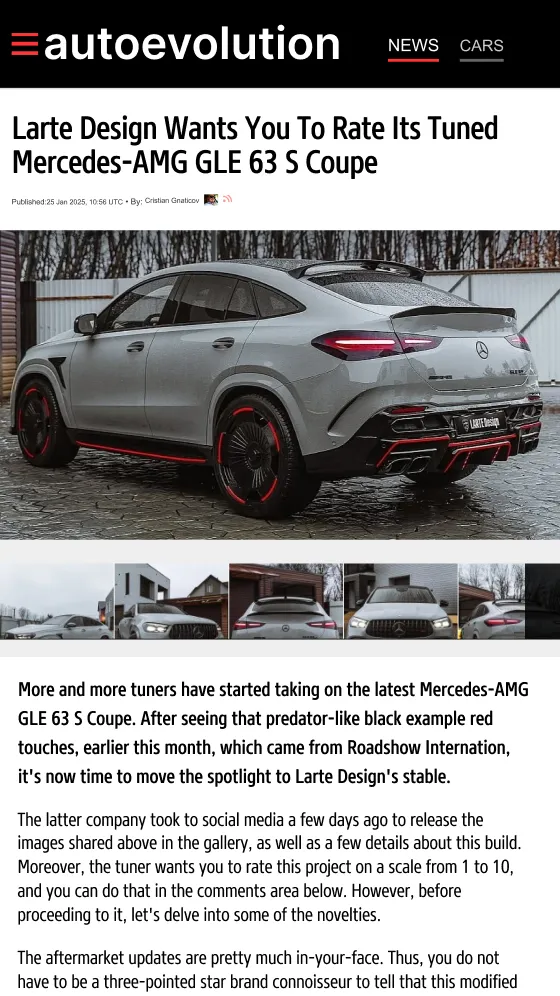 Autoevolution feature on the GLE Coupe 63 AMG by Larte Design