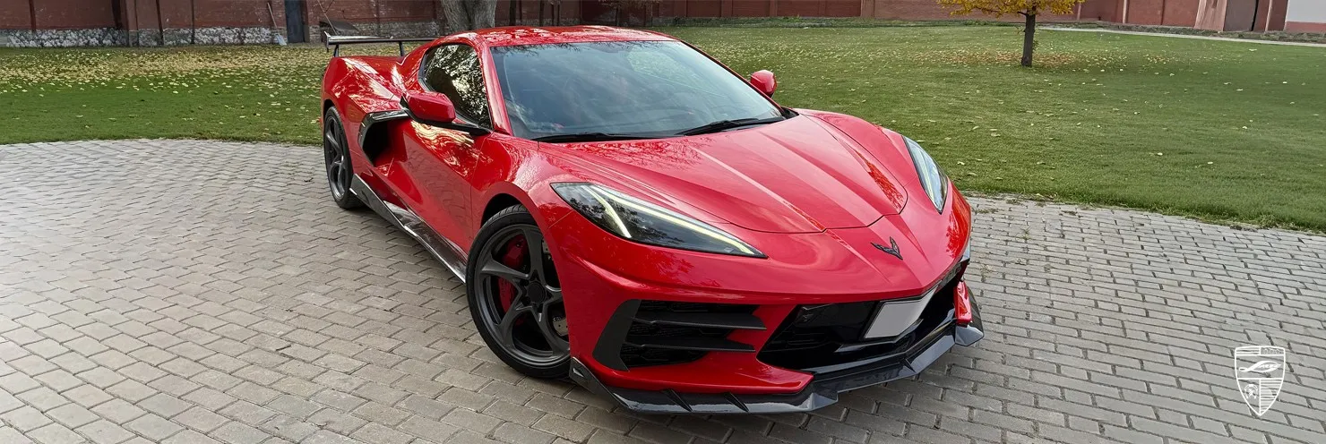 2025 Corvette Stingray C8 body kit review illustration from customer in Estonia