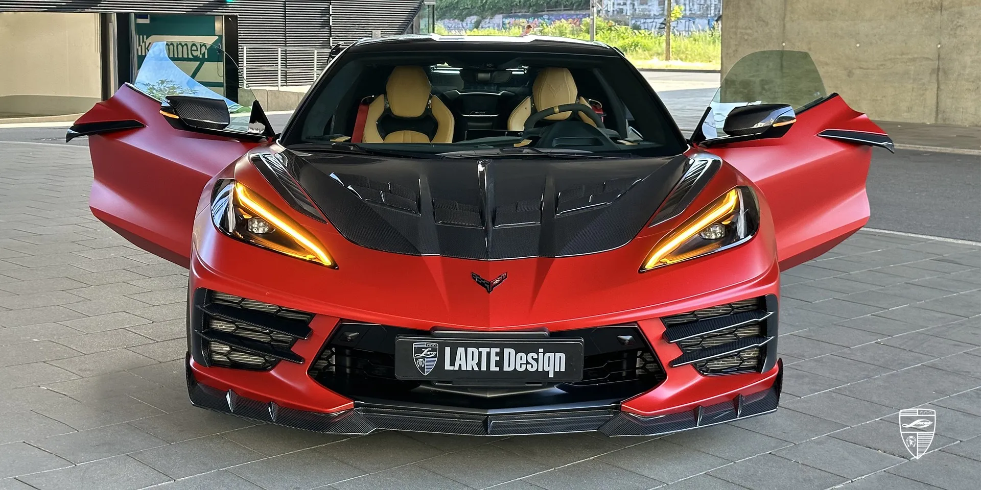 2023 Corvette Stingray C8 hood upgrade review illustration from customer in Germany