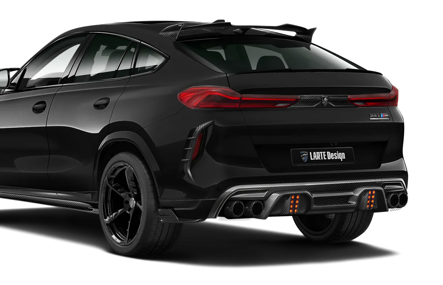 BMW X6M LCI Facelift in Brooklyn Grey color with carbon fiber bidy kit from LARTE Design