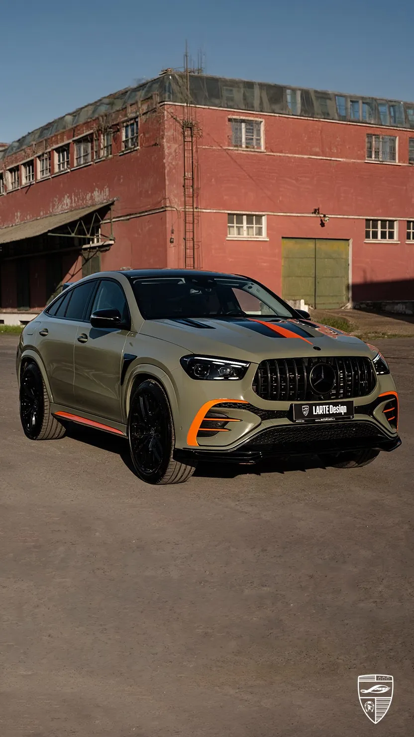 Mercedes GLE 63 Coupe Facelift in olive green with orange accents and custom exterior styling