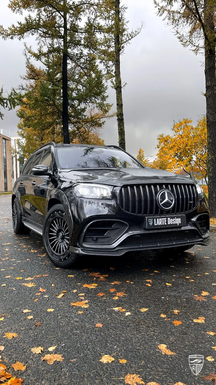 Black Mercedes AMG GLS modified with body kit by Larte Design