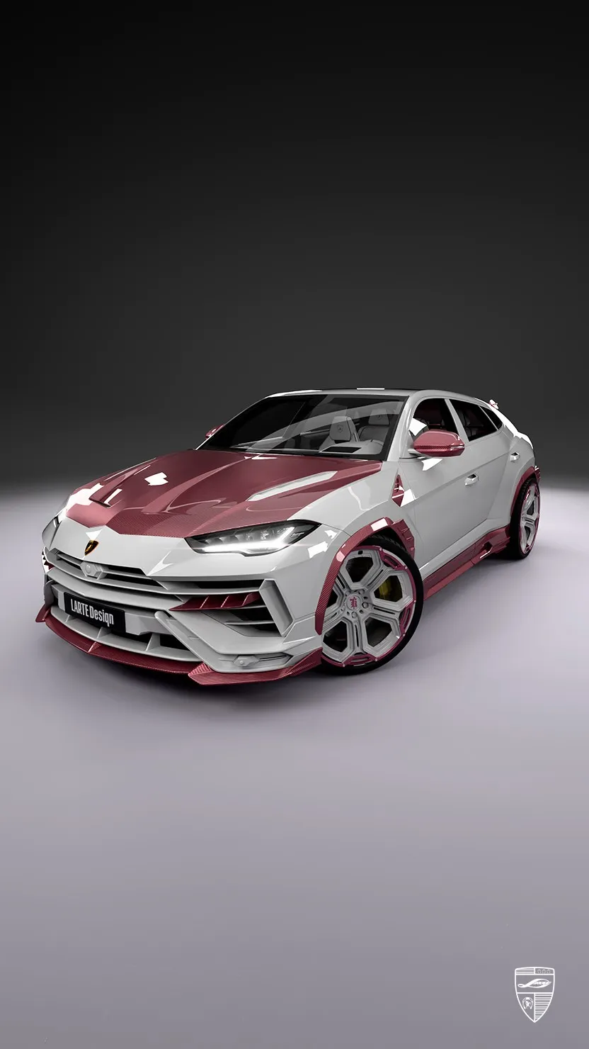 Lamborghini Urus widebody in pink and white with body kit by Larte Design