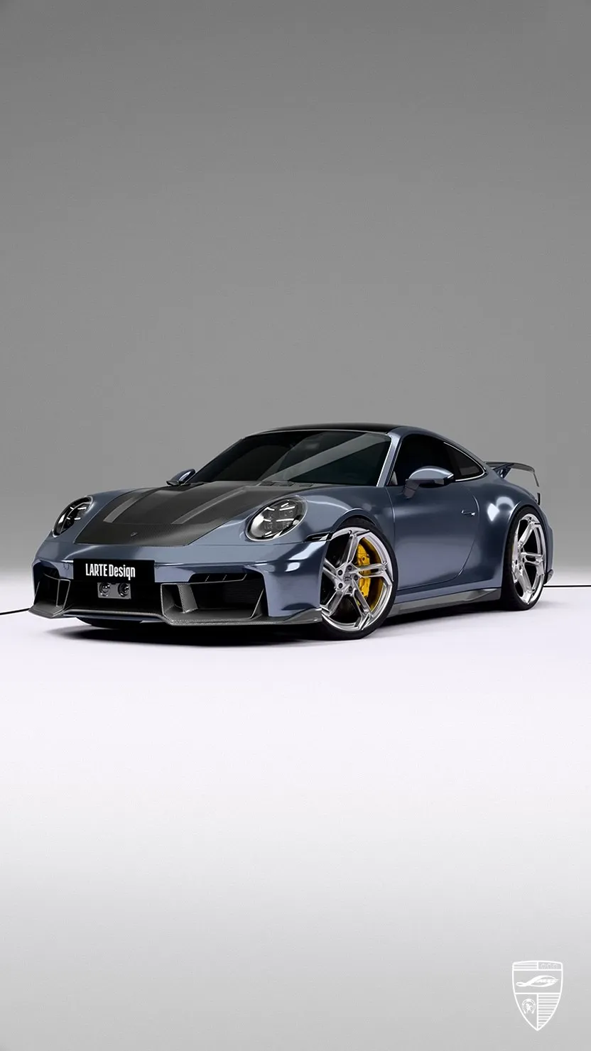 Porsche 911 Coupe styling front view with low stance and clean exterior